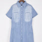 Seindeal Pockets Buttons V-neck Short Sleeve Denim Mini Maternity Top Shirt