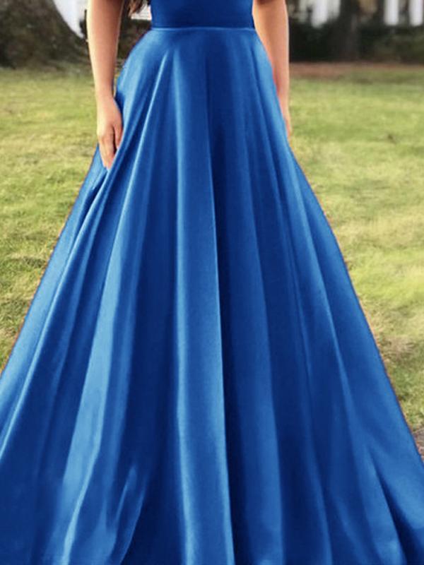 Seindeal Pleated Spaghetti Straps V-Neck Sleeveless Elegant Maxi Dress Evening Dress Ball Gown