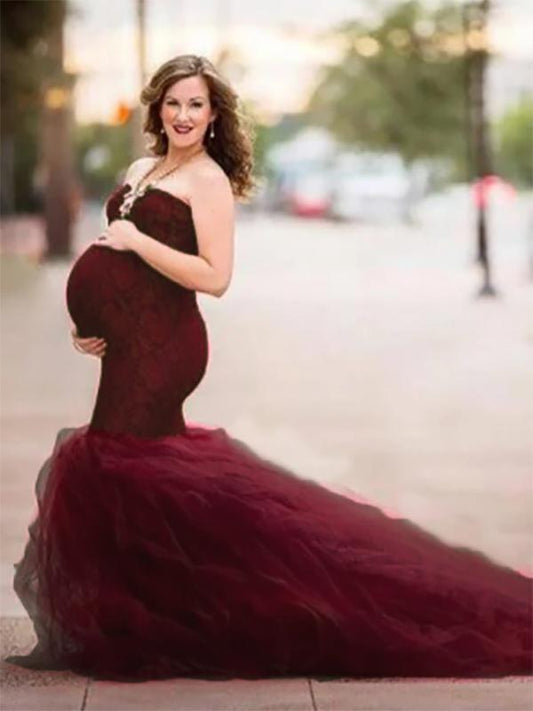 Bandeau Grenadine Mermaid Maternity For Babyshower Maxi Dress