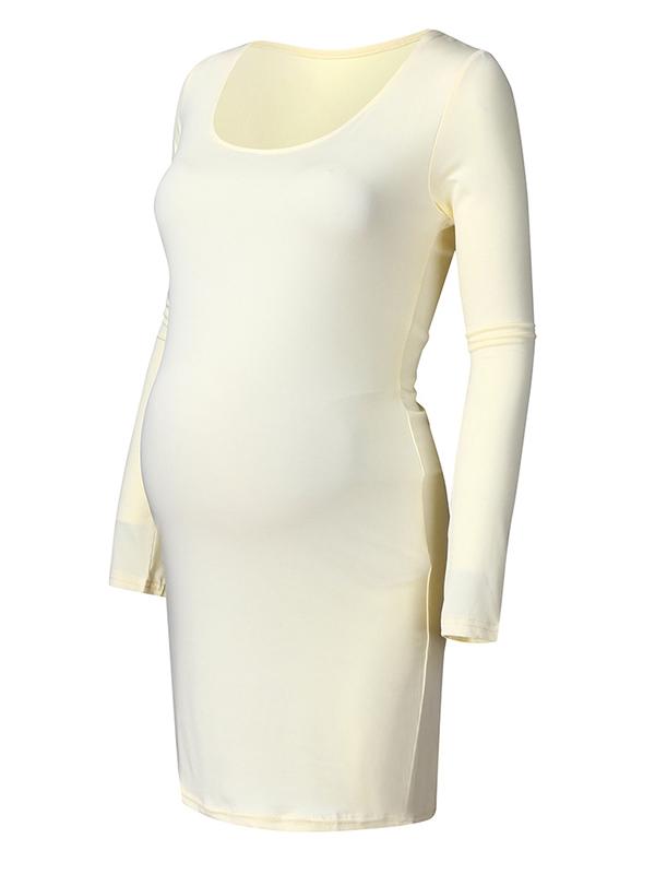 Seindeal Square Neck Long Sleeve Bodycon Cute Maternity Mini Dress Formal Fashion for Pregnant