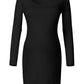 Seindeal Square Neck Long Sleeve Bodycon Cute Maternity Mini Dress Formal Fashion for Pregnant