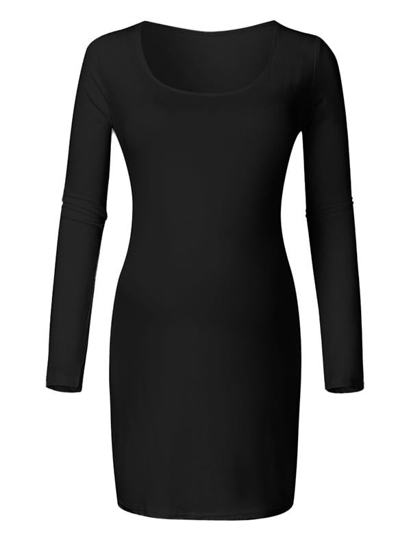 Seindeal Square Neck Long Sleeve Bodycon Cute Maternity Mini Dress Formal Fashion for Pregnant