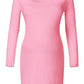 Seindeal Square Neck Long Sleeve Bodycon Cute Maternity Mini Dress Formal Fashion for Pregnant