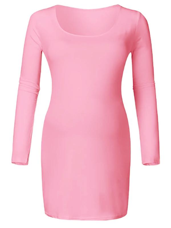 Seindeal Square Neck Long Sleeve Bodycon Cute Maternity Mini Dress Formal Fashion for Pregnant