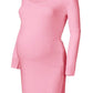 Seindeal Square Neck Long Sleeve Bodycon Cute Maternity Mini Dress Formal Fashion for Pregnant