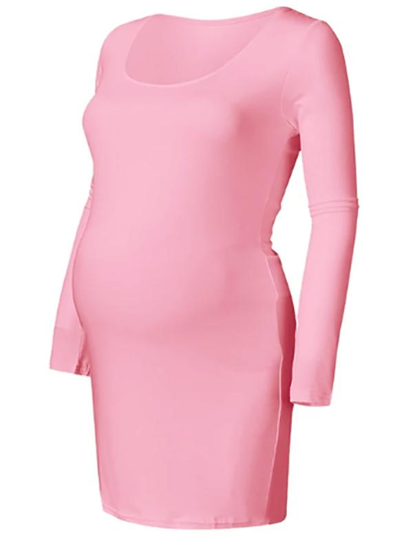 Seindeal Square Neck Long Sleeve Bodycon Cute Maternity Mini Dress Formal Fashion for Pregnant