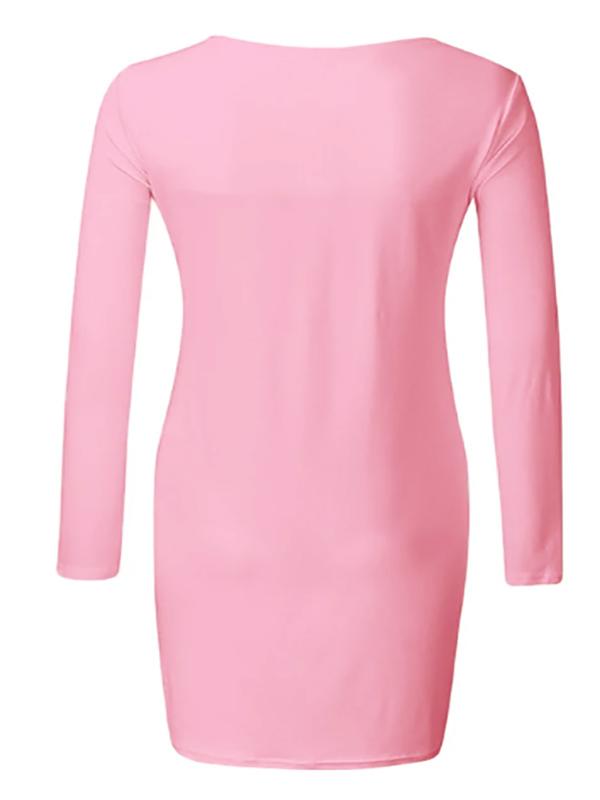 Seindeal Square Neck Long Sleeve Bodycon Cute Maternity Mini Dress Formal Fashion for Pregnant