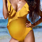 Seindeal Ruffle Adjustable-straps V-neck Cute Maternity Swimwear