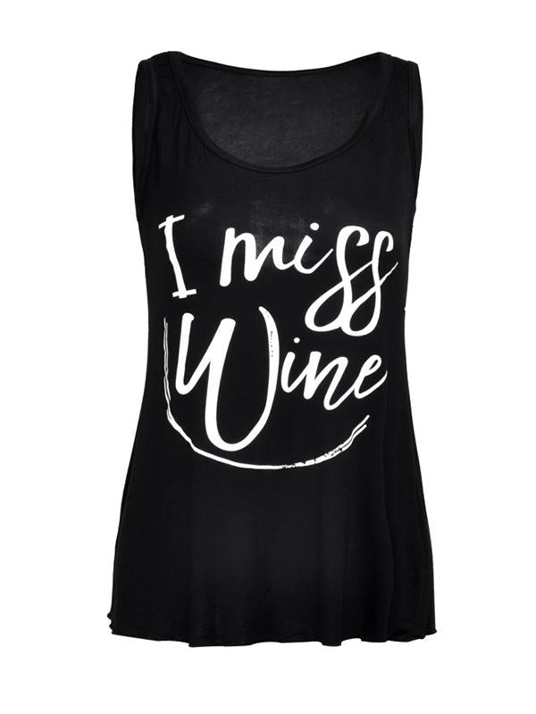 "I MISS WINE"Print U-neck Summer Maternity Vest