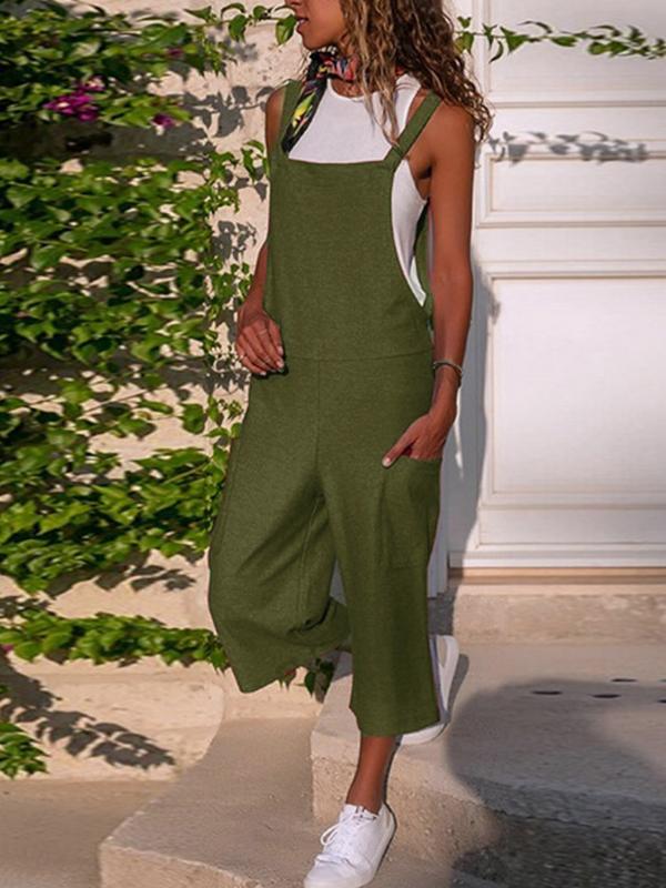 Shoulder-Strap Pockets Linen Cotton Nine's Overall Maternity Dungarees