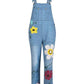 Seindeal Flowers Print Overall Maternity Long Denim Dungarees Jumpsuit Plus Size