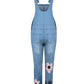 Seindeal Flowers Print Overall Maternity Long Denim Dungarees Jumpsuit Plus Size