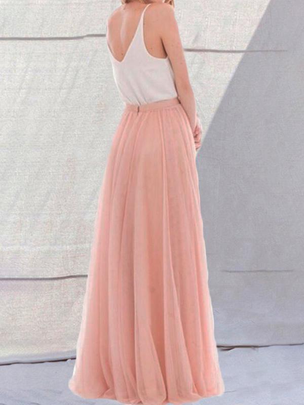 Mesh Elastic Waist High Waisted Tutu Elegant Maxi Skirt Evening Skirt Tulle Skirt