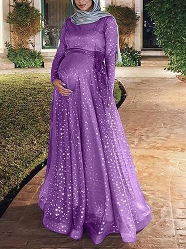 Grenadine Sequin Flowy Muslim Sparkly Maternity Maxi Dress