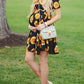 Sunflower Pattern Draped Sashes Pleated Maternity Mini Dress Summer