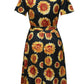 Sunflower Pattern Draped Sashes Pleated Maternity Mini Dress Summer