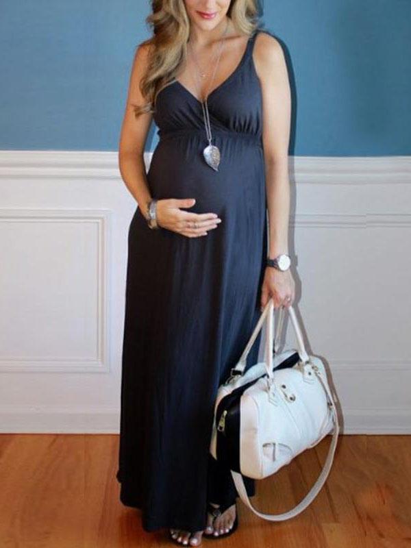 Spaghetti Strap V-neck Photoshoot Baby Shower Maternity Maxi Dress Halloween