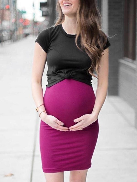 Bodycon 2-in-1 Round Neck Short Sleeve Maternity Dress