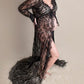 Lace Sheer Front Slit Maternity For Babyshower Maxi Dress