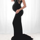 Seindeal Bandeau Off-Shoulder Sleeveless Babyshower Maxi Maternity Dress