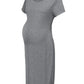 Slit Bodycon Round Neck Short Sleeve Maternity Casual Midi Dress