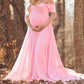 Seindeal Off Shoulder Chiffon Photoshoot Long Flowy Maternity Dress for Baby Shower Boho