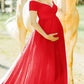 Seindeal Off Shoulder Chiffon Photoshoot Long Flowy Maternity Dress for Baby Shower Boho