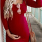 Long Sleeve Bodycon Round Neck Maternity Mini Dress