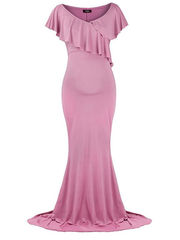 Off Shoulder Ruffle Mermaid Maternity For Babyshowes Maxi Dress