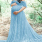 Seindeal Off Shoulder Lace for Baby Shower Maternity Maxi Dress