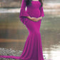 Draped For Babyshower Off Shoulder Long Sleeve Maternity Dress