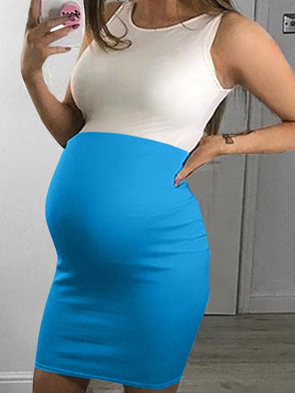 Seindeal Hit Color Round Neck Sleeveless Fashion Maternity Dress