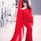 Ruffle Off Shoulder Photoshoot Cape Maternity Maxi Dress