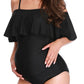 Ruffle Spaghetti Strap Off Shoulder One-Piece Bikini Maternity Swimwear