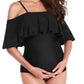 Ruffle Spaghetti Strap Off Shoulder One-Piece Bikini Maternity Swimwear