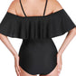 Ruffle Spaghetti Strap Off Shoulder One-Piece Bikini Maternity Swimwear