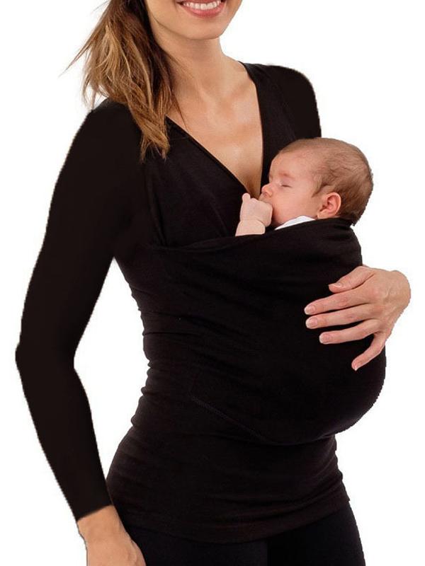 Seindeal Long Sleeve Kangaroo Pockets Baby Bag Carrier Maternity T-Shirt