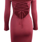 Solid Off Shoulder Fitted Long Sleeve Casual Maternity Mini Dress