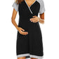 Seindeal Draped V-neck Short Sleeve Maternity Nursing Pajama Mini Dress