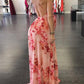 Flowers Backless Evening Party V-neck Sweet Maternity Maxi Dress