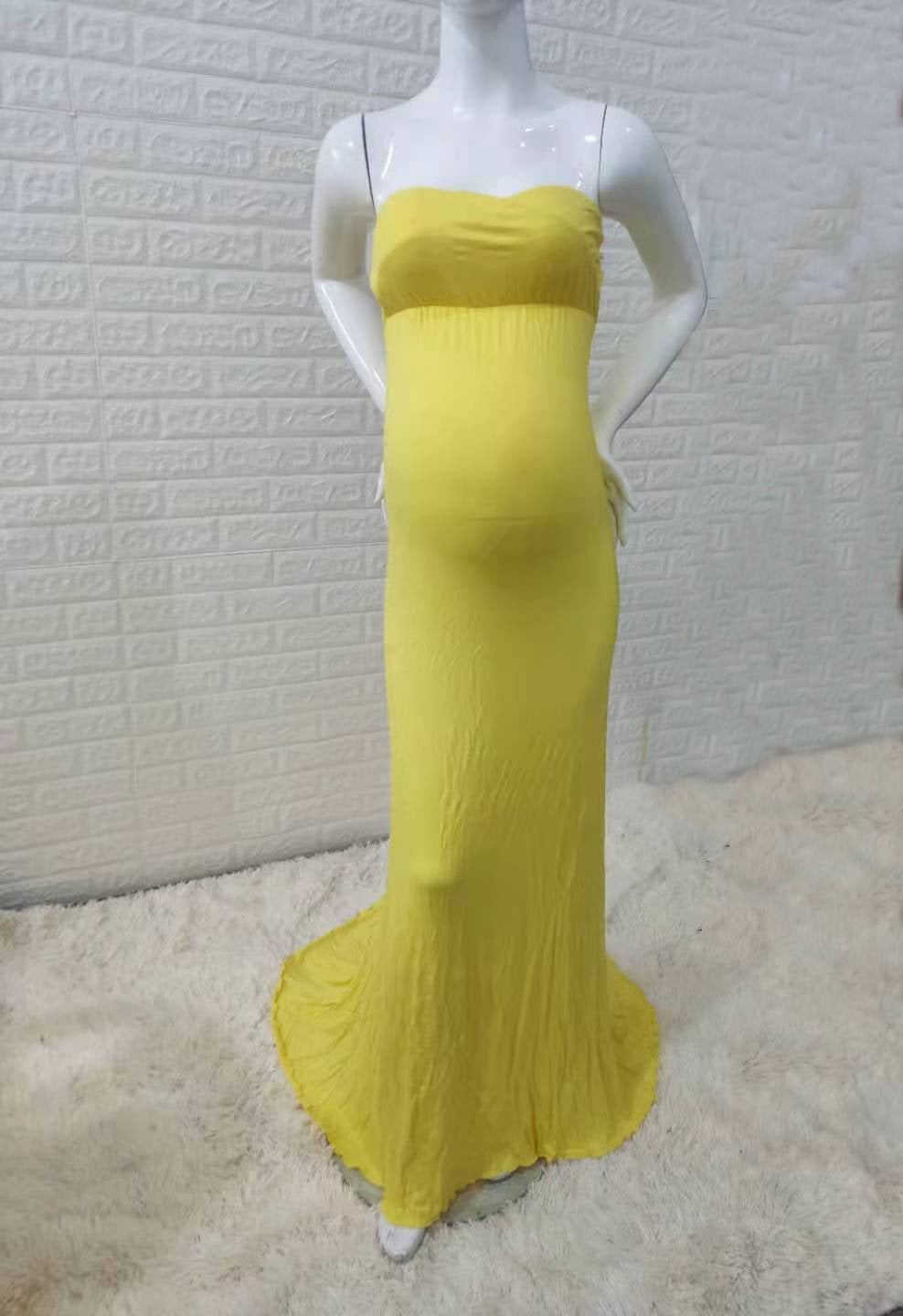 Seindeal Bandeau Off-Shoulder Sleeveless Babyshower Maxi Maternity Dress