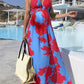 Floral Cross Back Deep V-neck Bohemain Maternity Maxi Dress