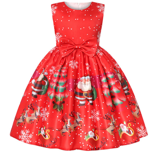 Seindeal Toddler Girls Christmas Dresses Tutu Fancy Sleeveless for Festival Party Princess Costumes Gown 2-10Years 2022