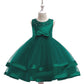 Girls Beading Bow Layered Sleeveless Round Neck Gown Dress Formal