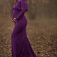 Seindeal Ruffle Off Shoulder Long Sleeve Maternity Maxi Dress