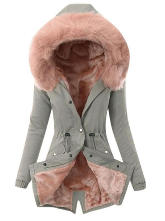 Seindeal Pockets Drawstring Buttons Hoodie Maternity Padded Coat