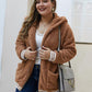 Momnfangcy Fluffy Hoodie Zipper Plus Size Maternity Teddy Coat