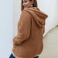 Momnfangcy Fluffy Hoodie Zipper Plus Size Maternity Teddy Coat