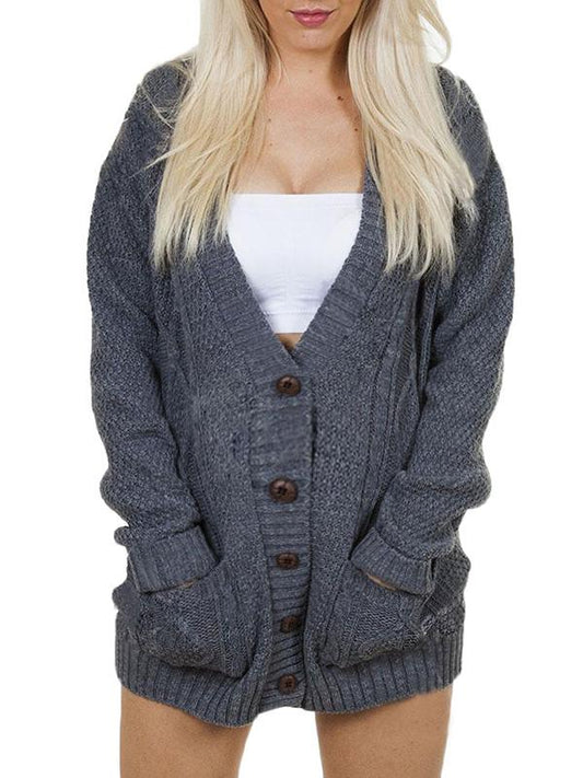 Buttons Pockets Long Sleeve Daily Maternity Sweater Cardigan