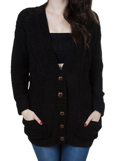 Buttons Pockets Long Sleeve Daily Maternity Sweater Cardigan